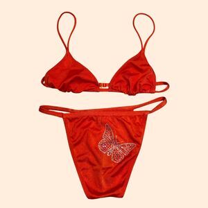 Dolce Gabbana Vintage Mare Crystal Butterfly Bikini